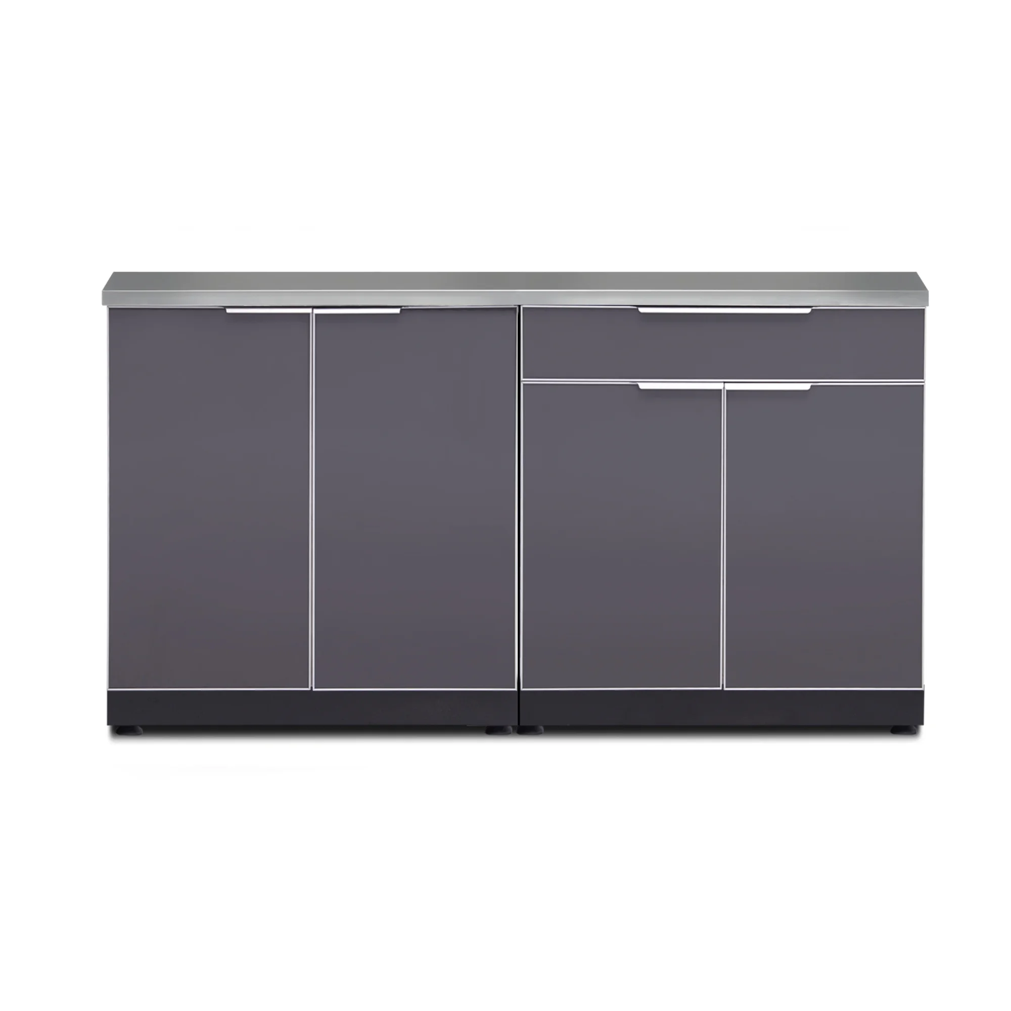 Outdoor Kitchen 3 Piece Cabinet Set in Slate Gray with Countertop and Covers