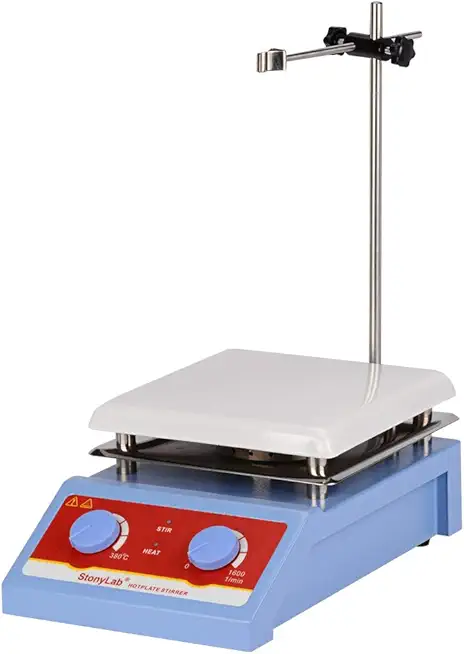 stonylab Hotplate Magnetic Stirrer, YQ-701016 5L Capacity 0-1600 rpm Speed Magnetic Stirrer with 7.4” x 7.4” Ceramic Hot Plate, Max 380℃, Rated Power 600W, 110V