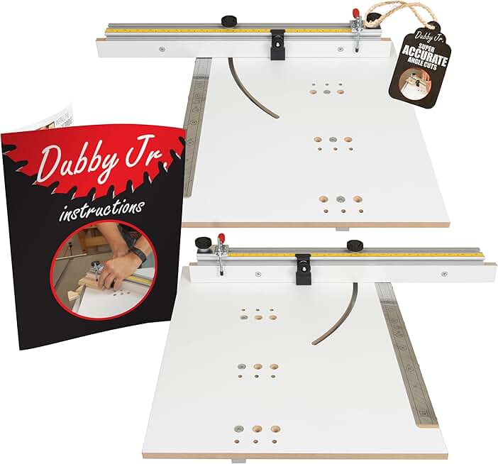 Dubby Jr. Cut-Off Crosscut Sled (Left & Right Side) Table Saw Jig | Quickly Cut Precise Accurate Miters | Table Saw Sled Kit | Angle Crosscut Sled for Table Saw | Woodworking Table Saw Accessories