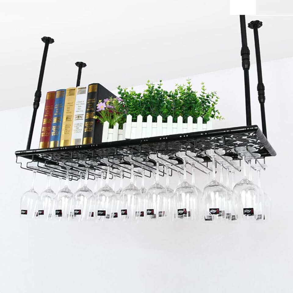 Wine Glass Stand Ceiling Wine Rack Stemware Rack Holder Shelf Wine Glass Holder Adjustable Height Goblets Dish Drainers Holds Any Type of Glassware Sand