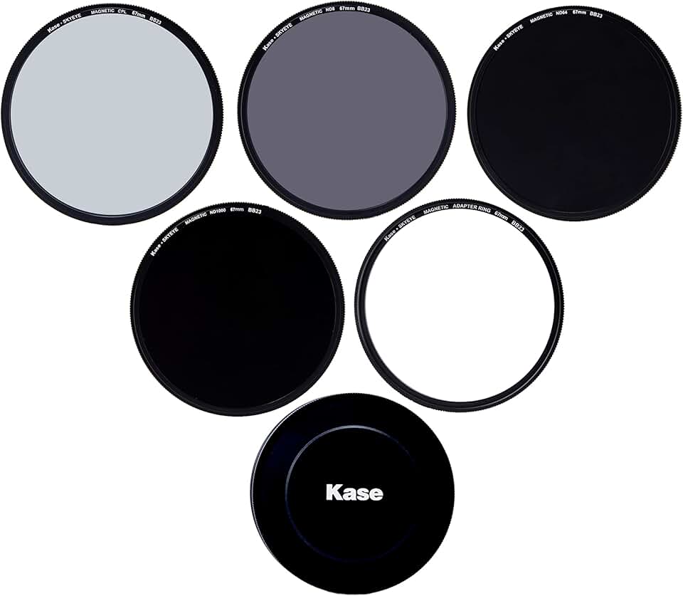 Kase Skyeye 67mm Magnetic Pro 4 Filter ND Set MC Optical Glass Incl CPL, ND8, ND64, ND1000, Lens Cap, Case & Adapter