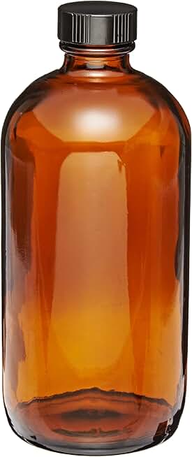 Kimble Type III Soda-Lime Glass Amber Boston Round Narrow Mouth Bottle with White Rubber Liners Cap, Capacity 1oz (Case of 144)