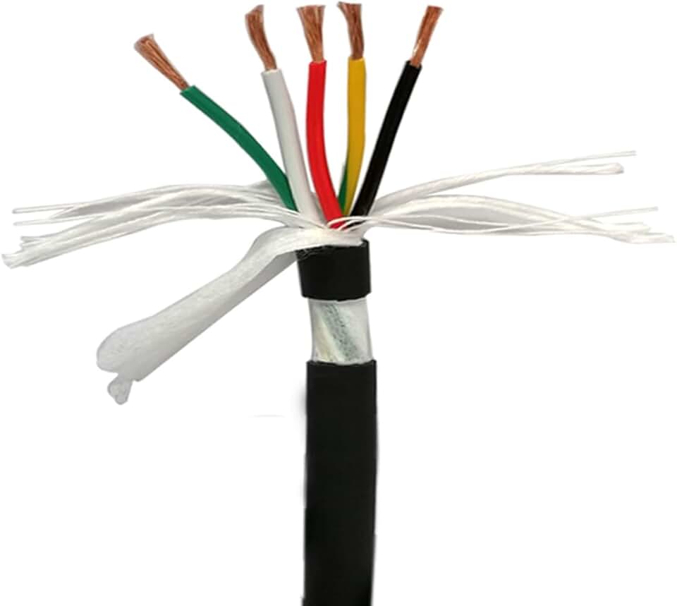 TRVV Multi-core Flexible Control Cable, Oxygen-Free Pure Copper Conductor, Cable for Machine Tool Tank Chains, 100ft(30.48m) Length, 5 cores(AS5*0.2mm²), Rated Voltage 300V
