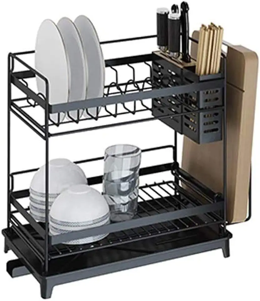 GYLXW Stainless Steel 2 Tier with Utensil Holder, Cutting Board Holder, Removable Dish Drainer,for Home Kitchen Hygienic