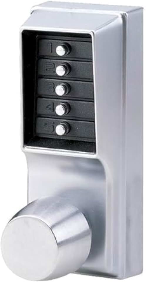 Simplex - 103126D Kaba 1000 Series Combination Entry Cylindrical Mechanical Pushbutton Lock with Knob, Passage, Cylindrical 13mm Throw Latch, Floating Face Plate, 70mm Backset, Satin Chrome Finish