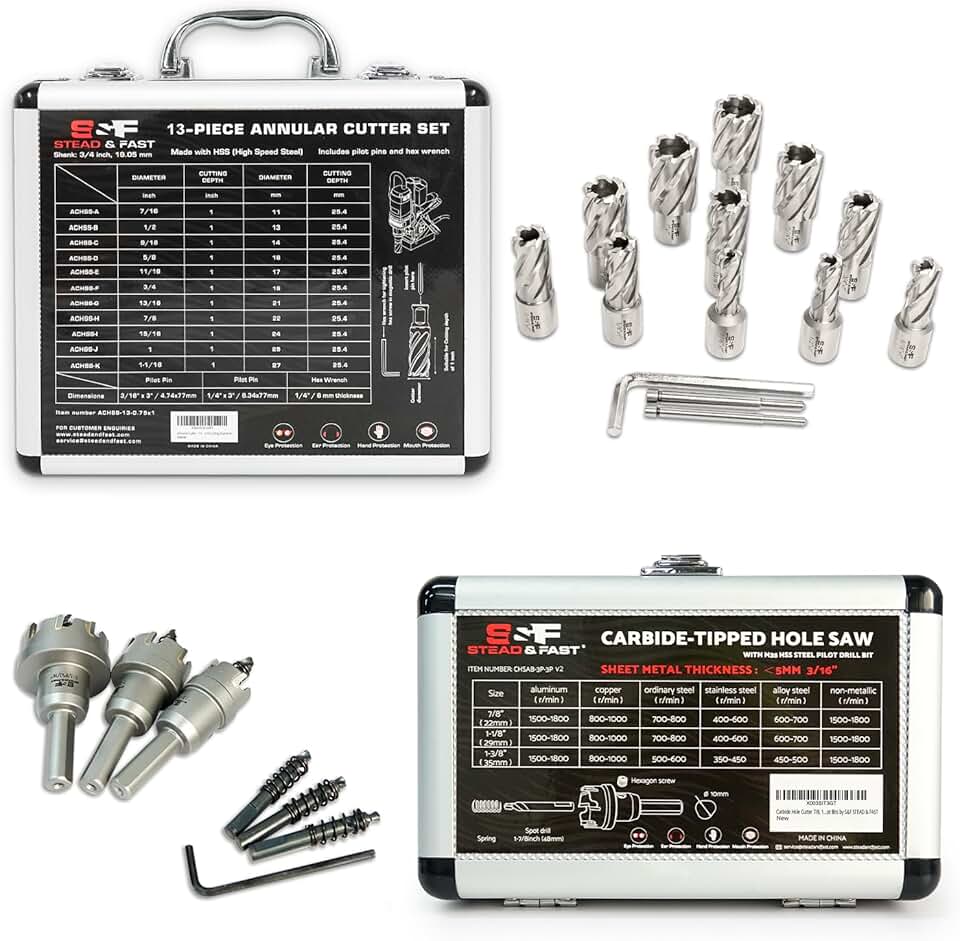 Annular Cutter Set 13 Pcs by S&F STEAD & FAST, Cutting Depth 1
