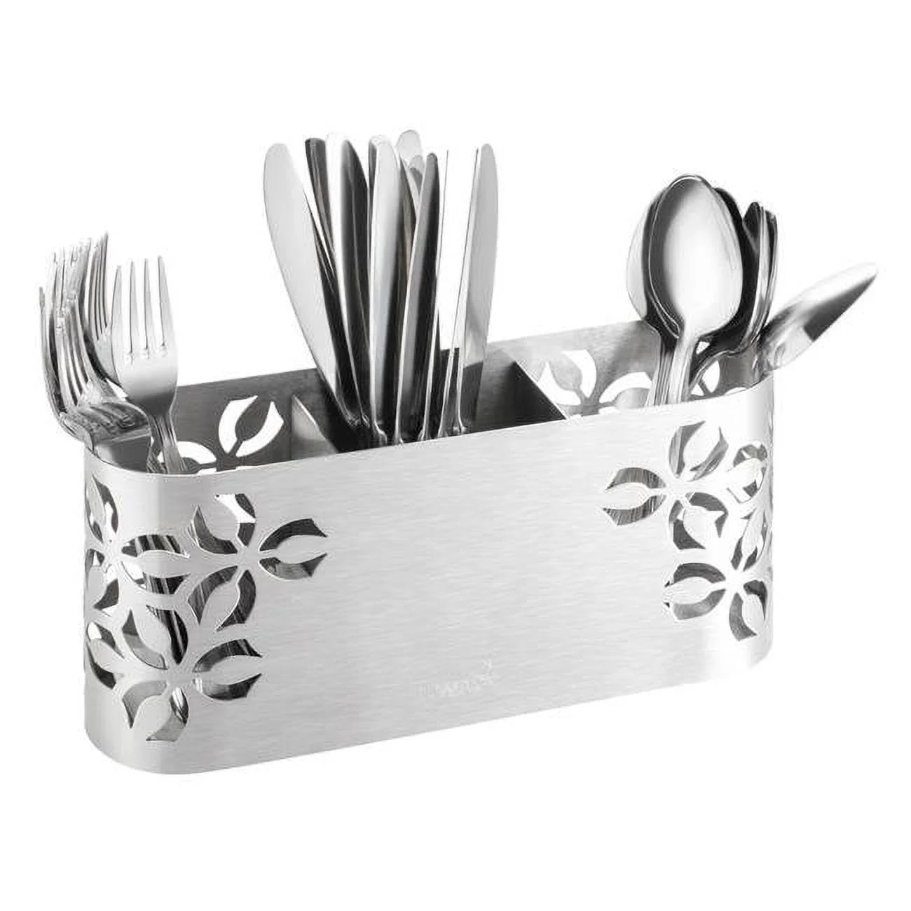Iris Cutlery Holder, Stamped Brushed Stainless Steel