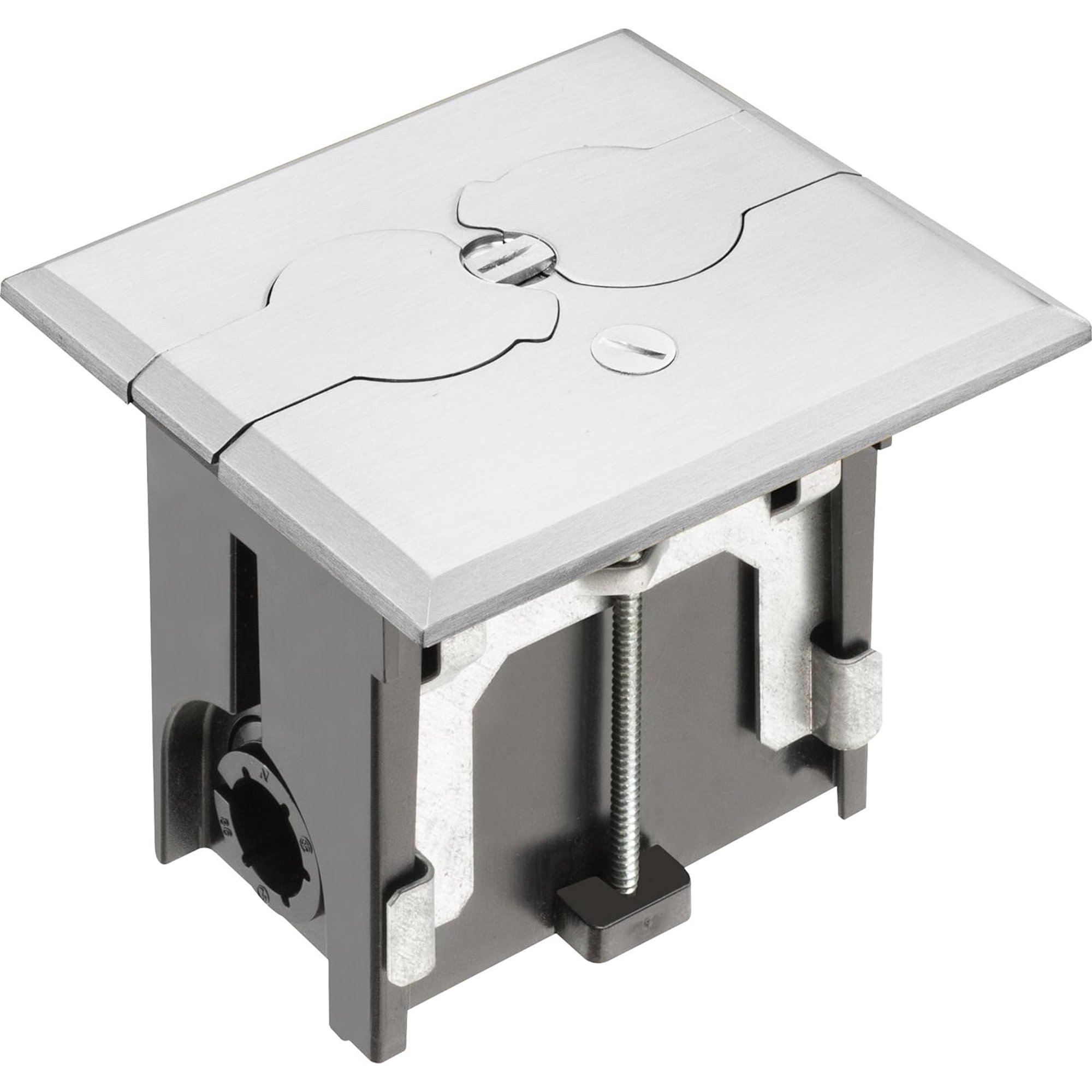 Industries FLBAF101NL-1 Adjustable Floor Box Kit With Outlet And Plate For Installed Floors, 1-Gang, Plated, 1-Pack