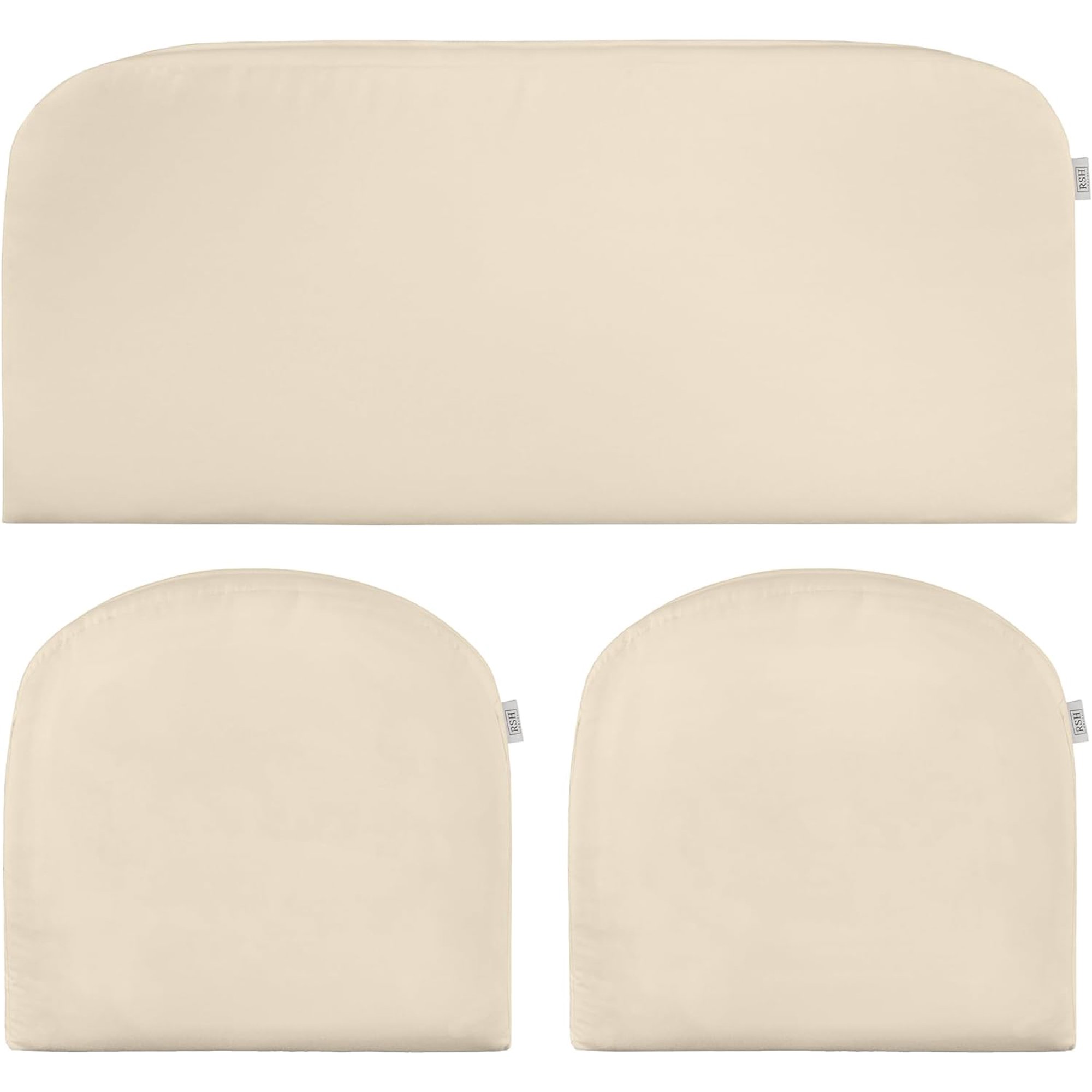 Indoor ~ Outdoor Solid Ivory (Cream, Natural) 3 Piece Cushion Set - Foam Loveseat Settee  2 Matching U-Shape Chair Cushions ~ (44