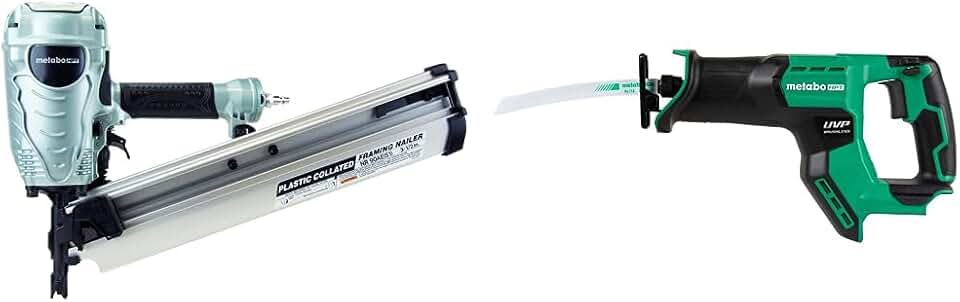 Bundle of Metabo HPT Framing Nailer (NR90AES1) + Metabo HPT Cordless 18V MultiVolt™ Compact Reciprocating Saw | Tool Only - No Battery (CR18DMAQ4)