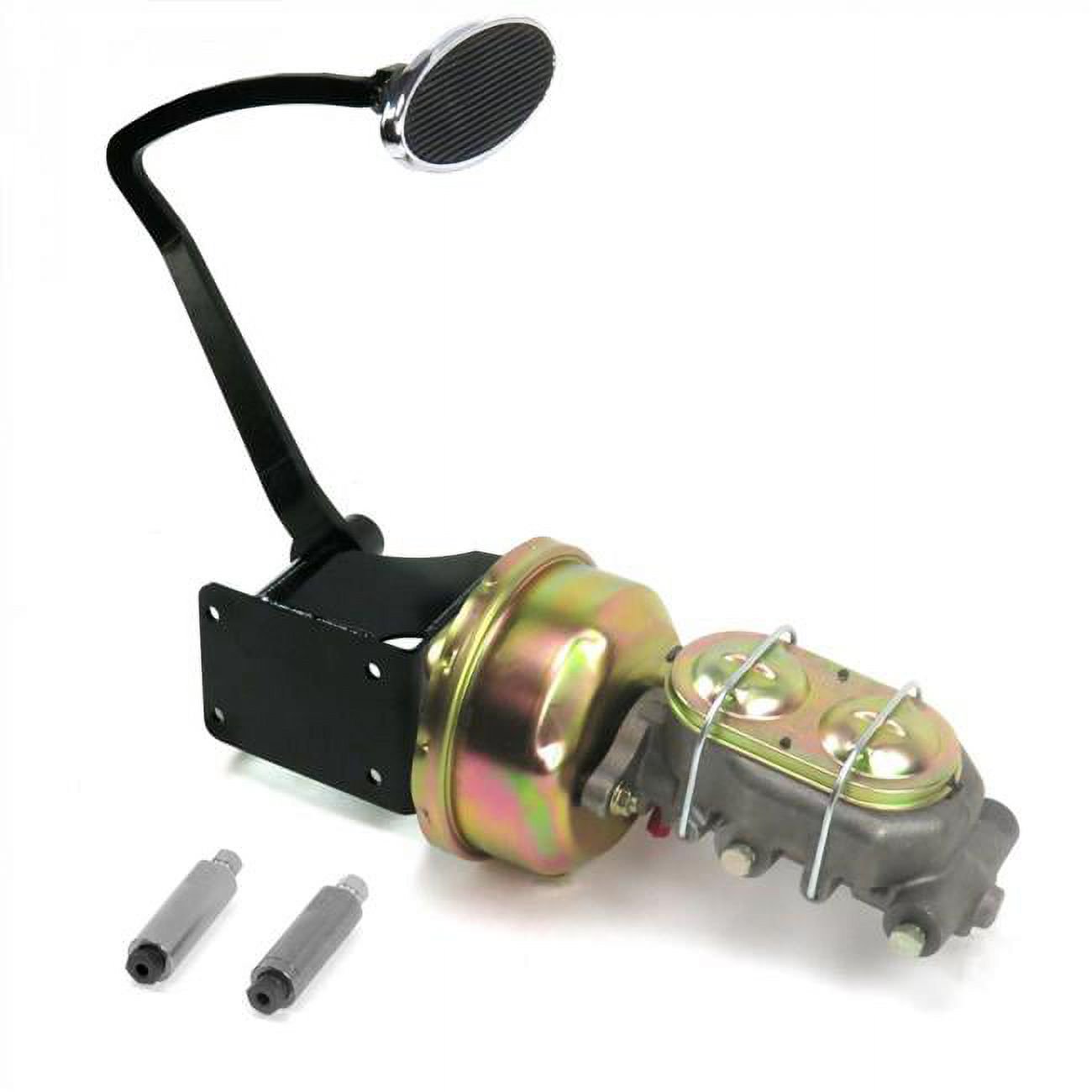 Helix Suspension Brakes & Steering 320911 7 in. Single Disc & Drum Brake Pedal Kit with Large Oval Chrome Pad for 1937-1939 Chevy