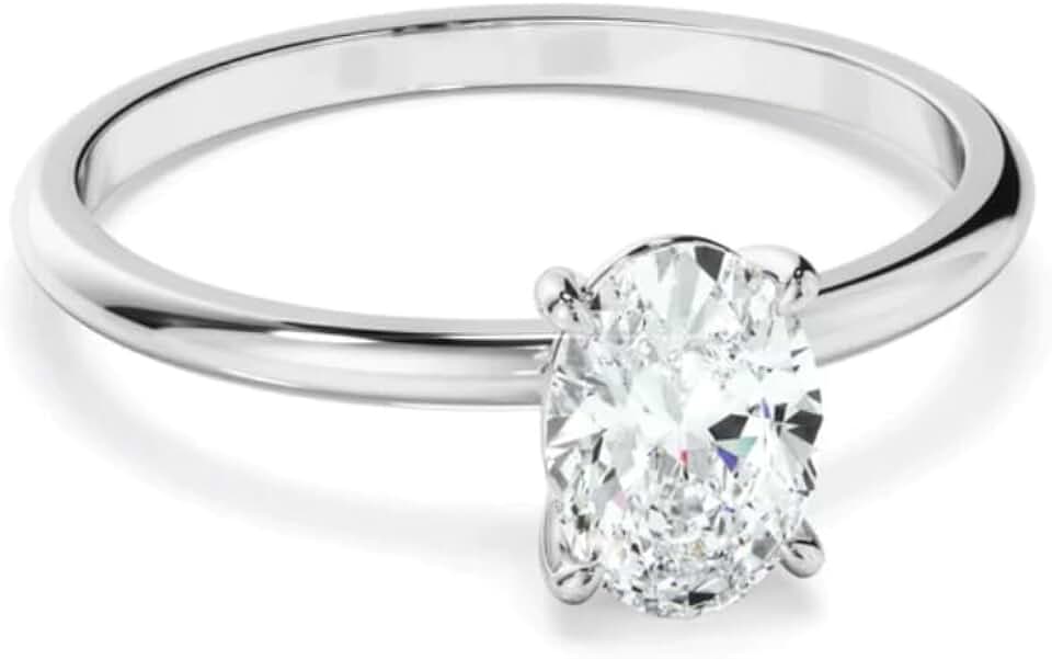 Oval Cut Lab Grown Diamond Solid Silver/Gold Engagement Ring in Solitaire Design, Bridal Anniversary Ring Promise Gifts Women - NNVR1738CG1429