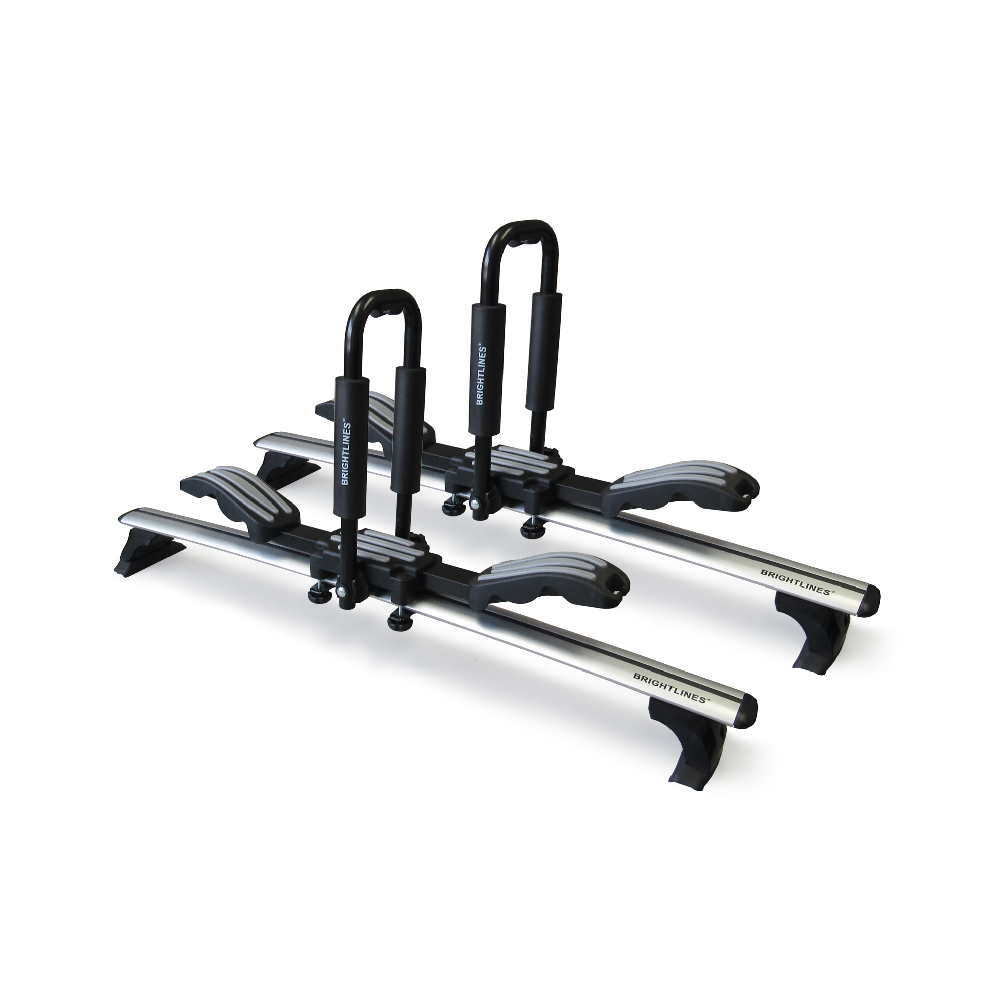 BrightLines Roof Rack Crossbars and Premium Double Kayak Rack Combo Compatible with 2011-2021 Jeep Grand Cherokee with Roof Black Moldings