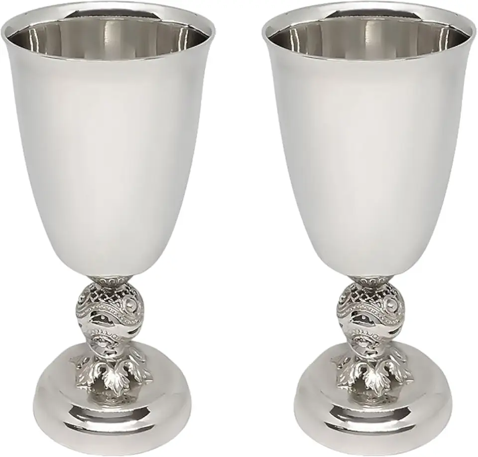 Sterling Silver Short Glasses Gift Set for 2 in a Charming Gift Box - Vintage Barware Stemmed Drinking Cups - Polished Goblets for Liquor, Schnapps, Vodka - Silver Glassware - Spirit Glasses