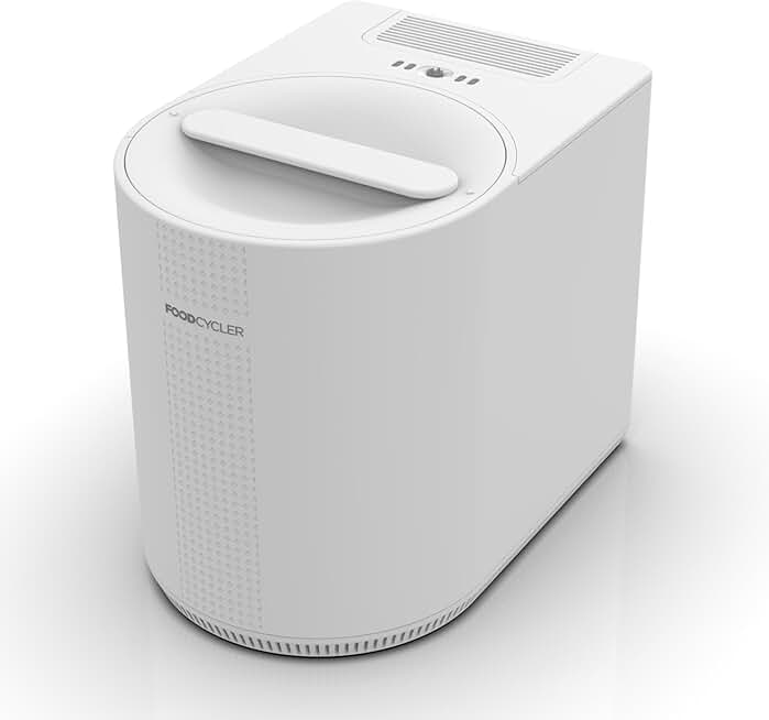 FoodCycler Eco 3 - Compact Home Food Processor and Recycler - Kitchen Countertop Compost Alternative - Electric Food Waste Disposer - Odorless Food Waste Bin - 3.5L Bucket Capacity (White)