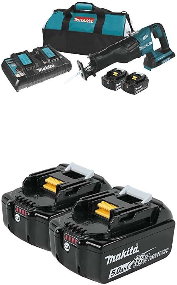 Makita XRJ06PT 18V X2 LXT Lithium-Ion (36V) Brushless Cordless Recipro Saw Kit (5.0Ah) with BL1850B-2 18V LXT Lithium-Ion 5.0Ah Battery, 2/pk