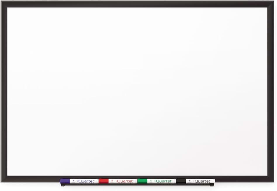 Quartet Magnetic Porcelain Whiteboard, 6' x 4' White Board, Premium, Duramax, Black Aluminum Frame (2547B)