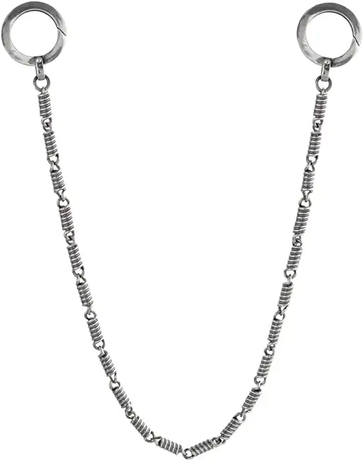 Helical Coil Spring Keychain, 925 Oxidized Sterling Silver Chain, Solid Silver Wallet Coil Chain, Spiral Links Thick Chain, Gift For Him/code: 0.036