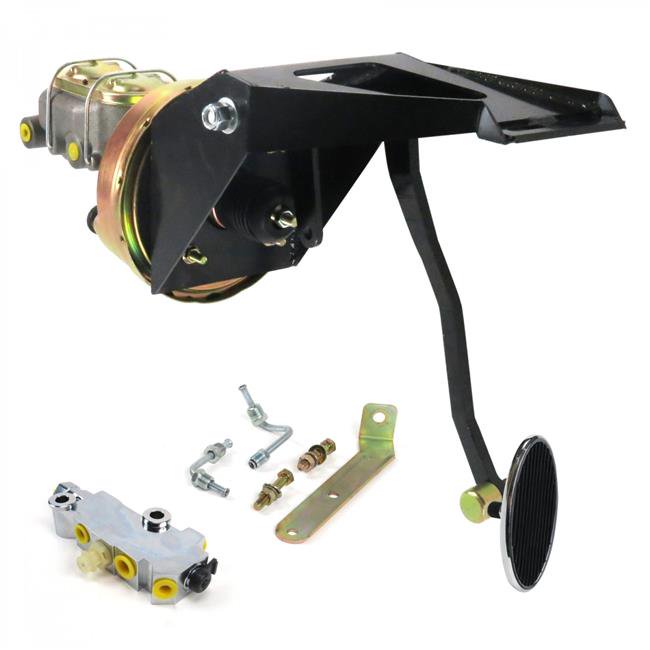 Helix Suspension Brakes & Steering  55-59 Chevy Truck Firewall 8 in. Single Brake Pedal Kit Disc & Drum Small Oval Chrome Pad