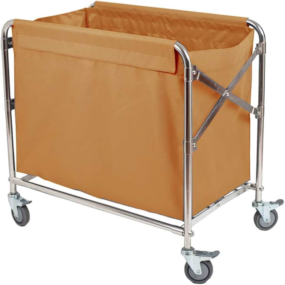 Movable Hand Trucks Storage Cart,Kitchen Folding Laundry Sorter Cart for Hotel,Linen Rolling Cart with Universal Brake Wheel,Ginger Movable Cover,Lightweight Folding Trolleys