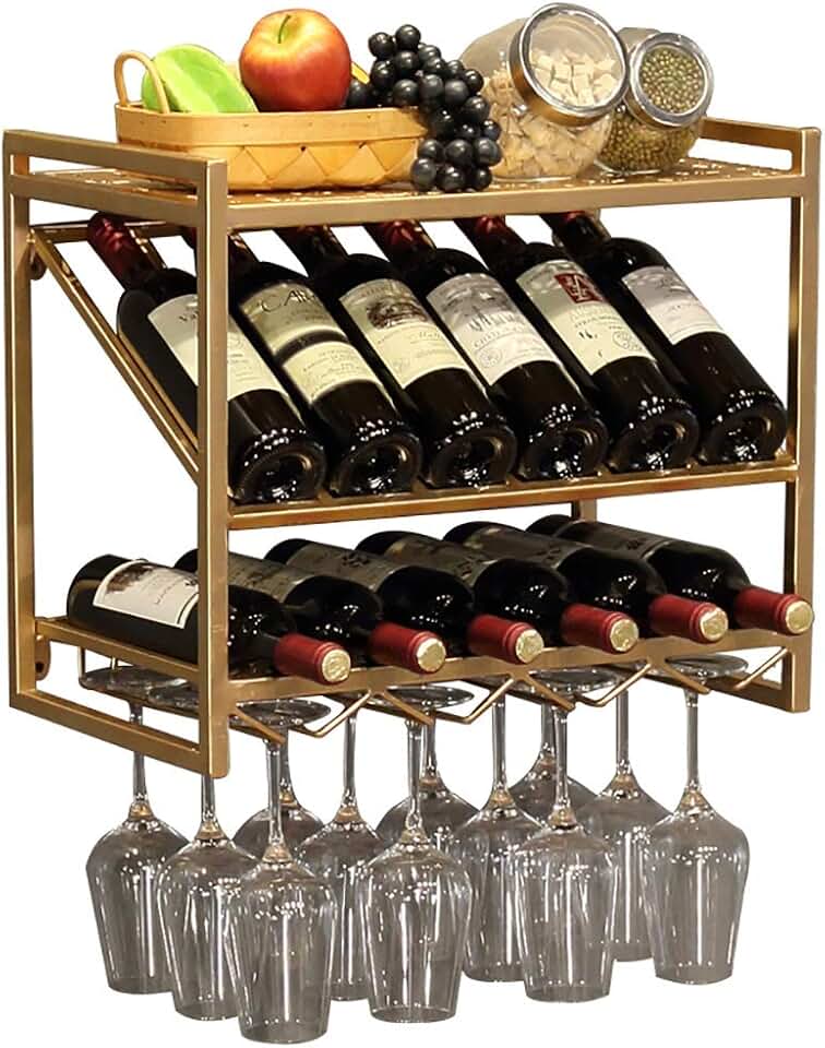 Wine Racks Metal Iron Art Wine Rack Wall Shelf Wine Cabinet Living Room Hanging Wine Rack Insert Glass Frame Glassware Rack (Size : 50 * 30 * 42cm)