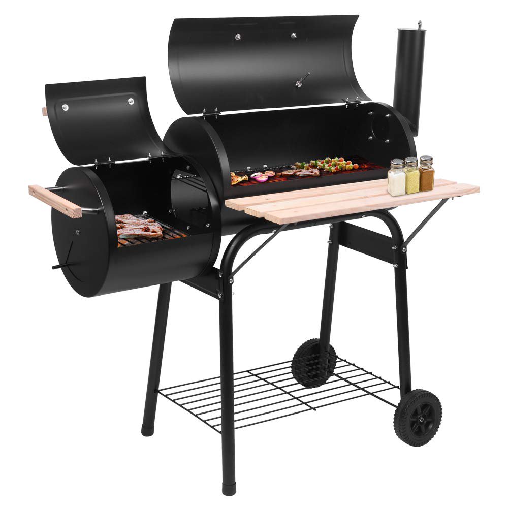 Patio Pro Charcoal Grill with Cover/Wheels/Temperature Gauge, Charcoal BBQ Grill with Side Tables for Large Event Gathering, Outdoor Camping, Picnics, Patio and Backyard Cooking (A)