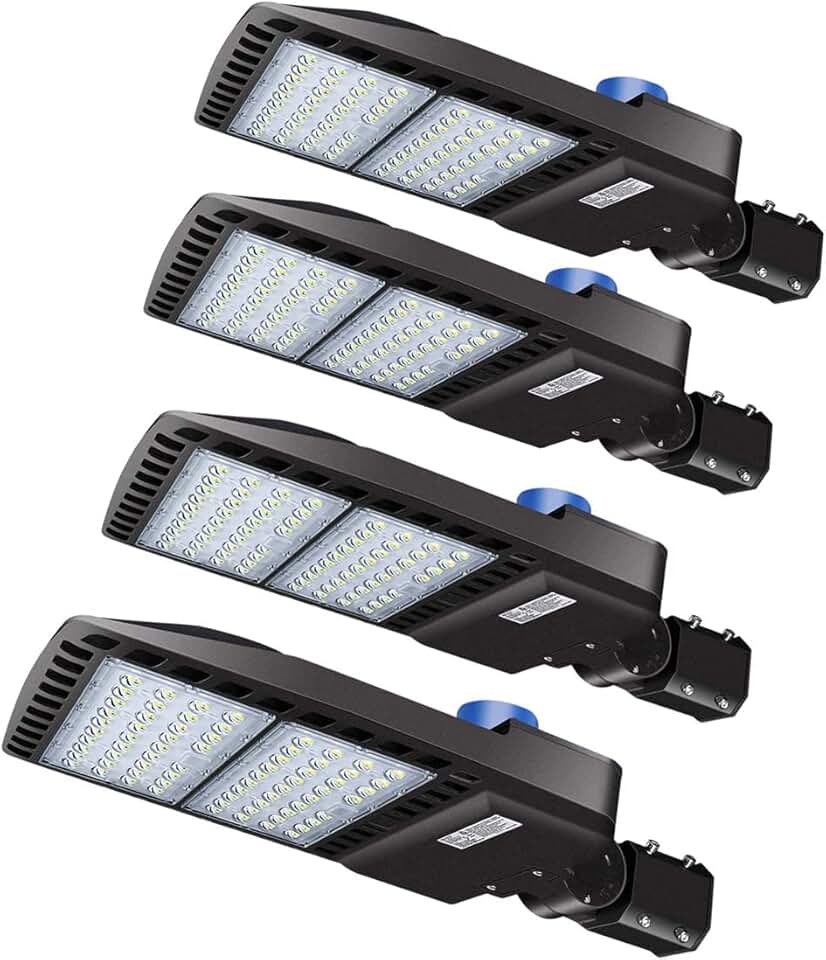 LEDMO 4 Pack 200W LED Parking Lot Lights 5000K Street Shoebox Pole Lights Waterproof 26000LM Super Bright Dusk to Dawn Outdoor Commercial Area Flood Security Lighting Slip Fitter for Stadium Sport Gar