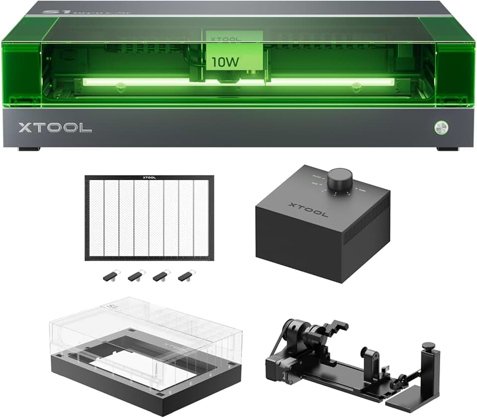 S1 10W Laser Engraver with Honeycomb Panel, Smart Air Assist,RA2 Pro and Riser Base