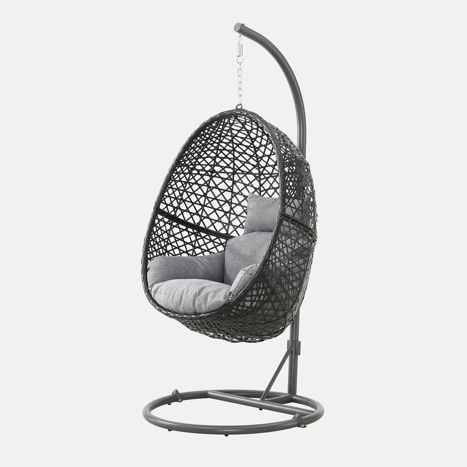 Patio PE Rattan Swing Chair With Stand Grey