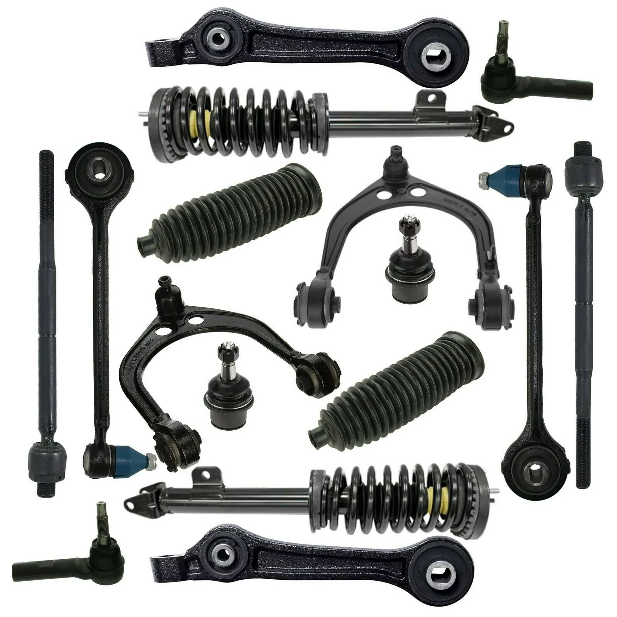 16 Pc Front Complete Suspension Kit Control Arm, Lower Ball Joints, Strut and Coil Spring Assembly Kit, Outer & Inner Tie Rod End Fits select: 2005-2006 CHRYSLER 300C, 2006-2010 DODGE CHARGER