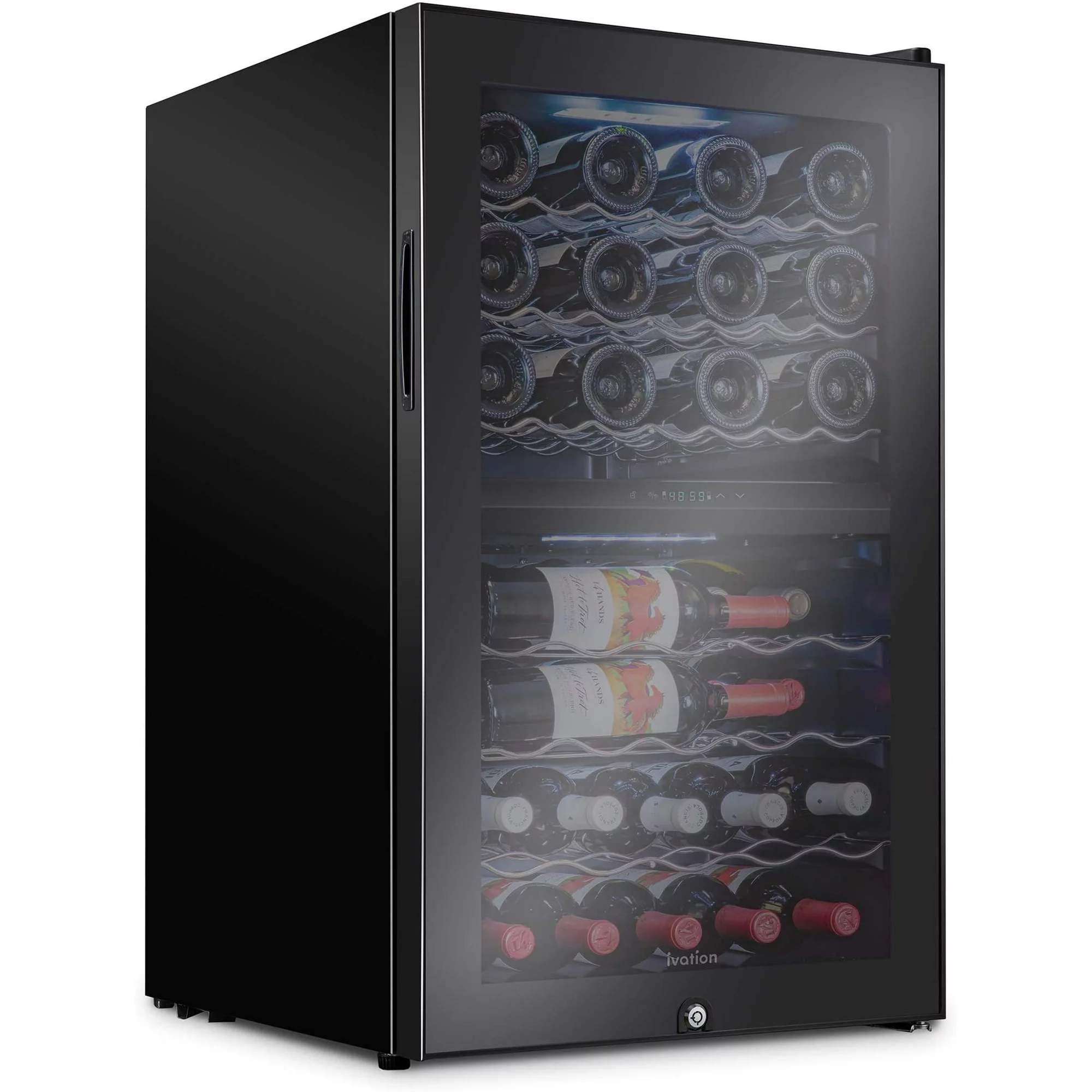 Ivation 43 Bottle Freestanding Wine Fridge with Lock, Black