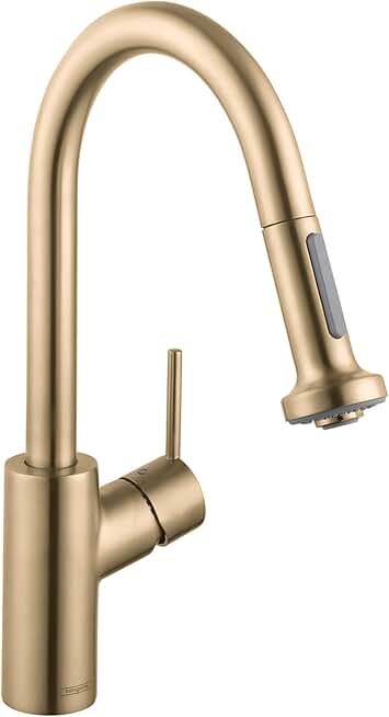hansgrohe Talis S² Gold Bar Kitchen Faucet, Kitchen Faucets with Pull Down Sprayer, Faucet for Kitchen Sink, Magnetic Docking Spray Head, Brushed Gold Optic 04286250