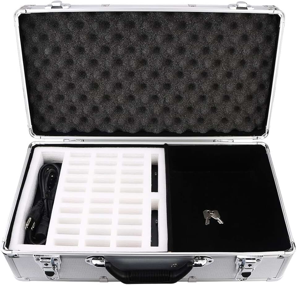 Retekess T130 Tour Guide Systems Charging Case,Portable 32 Slot Storage Box,Rugged Textured Carrying Case for Retekess T130, T130S Wireless Tour Guide System