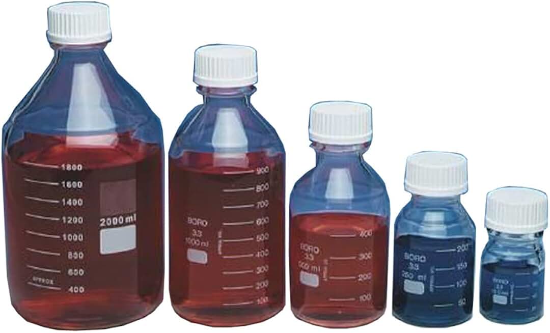 Wheaton 219930 Media Bottle, 1000mL Lab 45 Wide Mouth, Graduated With 45mm Polypropylene Screw Cap (Case of 12)