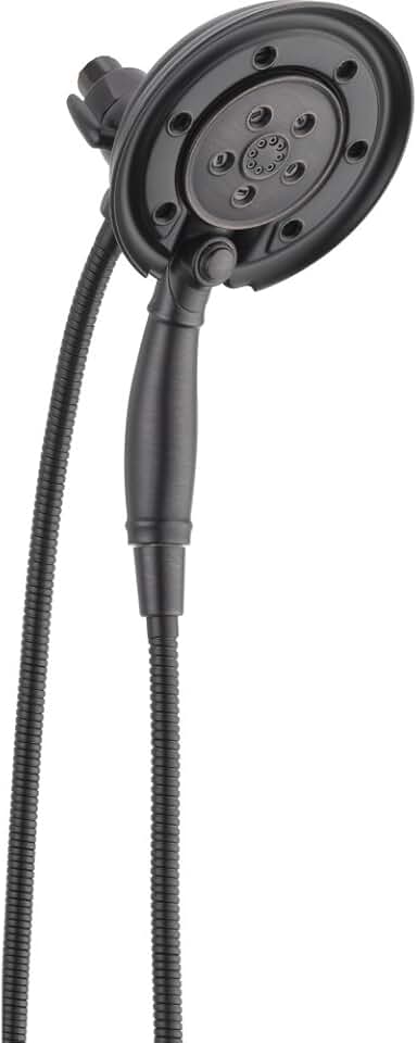 Delta Faucet 4-Spray H2Okinetic In2ition 2-in-1 Dual Hand Held Shower Head with Hose and Magnetic Docking, Venetian Bronze 58471-RB-PK