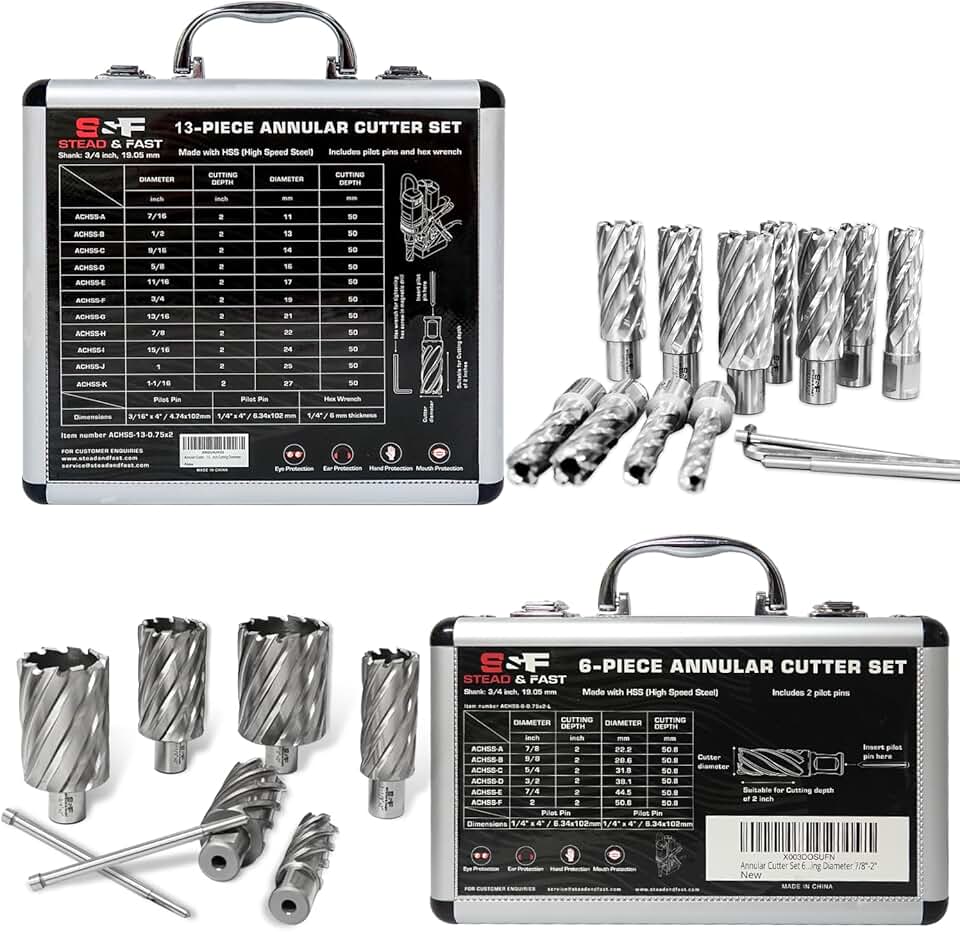 S&F STEAD & FAST Annular Cutter Set 13 Pcs, Cutting Depth 2