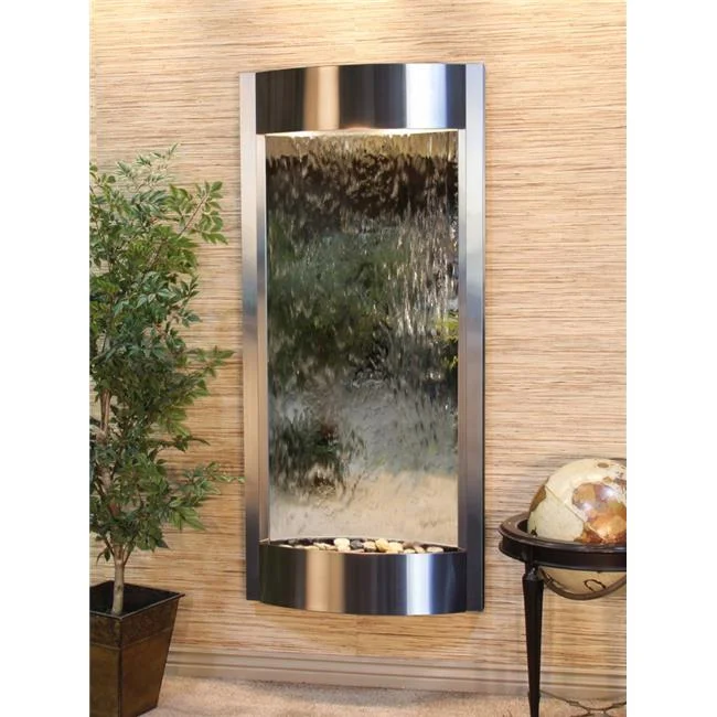 Pacifica Waters Stainless Steel Silver Mirror Wall Fountain