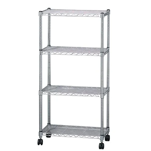 Iris Ohyama Rack Metal Rack with 4-stage casters Rust-proof processing Width 61 x Depth 36 x Height 125 cm Pole diameter 25 mm Steel rack Rust-resistant body Silver SE-6012