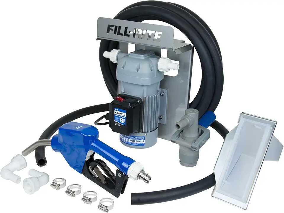 Fill-Rite DF120CAN520-RP 120V 8 GPM Diesel Exhaust Fluid (DEF) Transfer Pump w/Tote Mount Package, Automatic Nozzle, & RPV Dispense Coupler