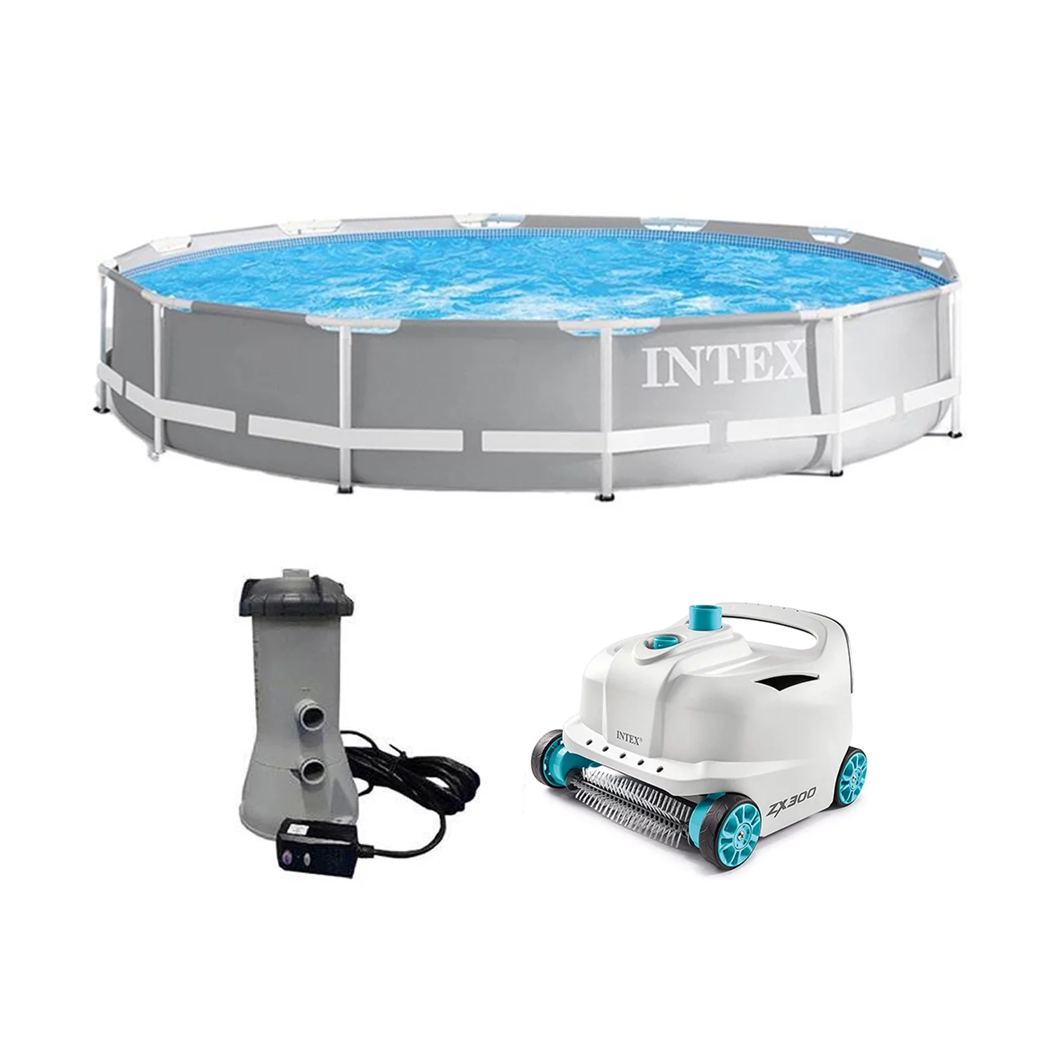 Intex 26711EH 12ft x 30in Above Ground Swimming Pool & Robot Vacuum