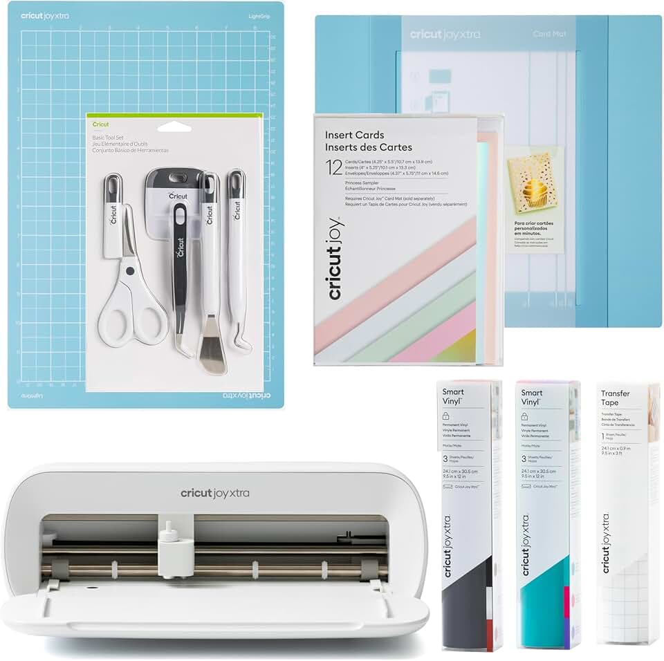 Cricut Joy Ultimate Starter Set | Includes Cutting Machine, Mats, Vinyl, Transfer Tape, Card Mat, Insert Card, & Tool Set