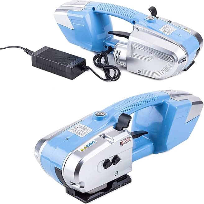 Electric Strapping Machine for Plastic-Steel PET/PP Tape Storage Battery Charging Portable Electric Baler Buckle-Free Automatic Hot Melt Strapping Does Not Require Fasteners for Fixing