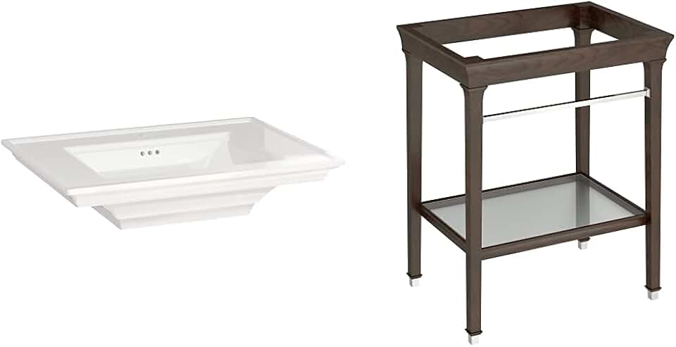 American Standard 0297001.020 Town Square S Pedestal Sink Top Center Hole with Washstand White/Dark Cherry