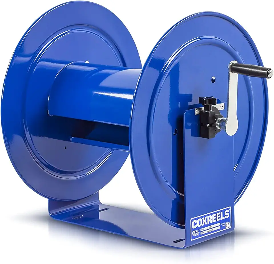 Coxreels V-117-850 Hand Crank Steel Hose Reel, V-100 Series, 1 ½” x 50’ – Easy to Use Compact Design – Heavy Duty Steel Construction, Made in the USA, Blue