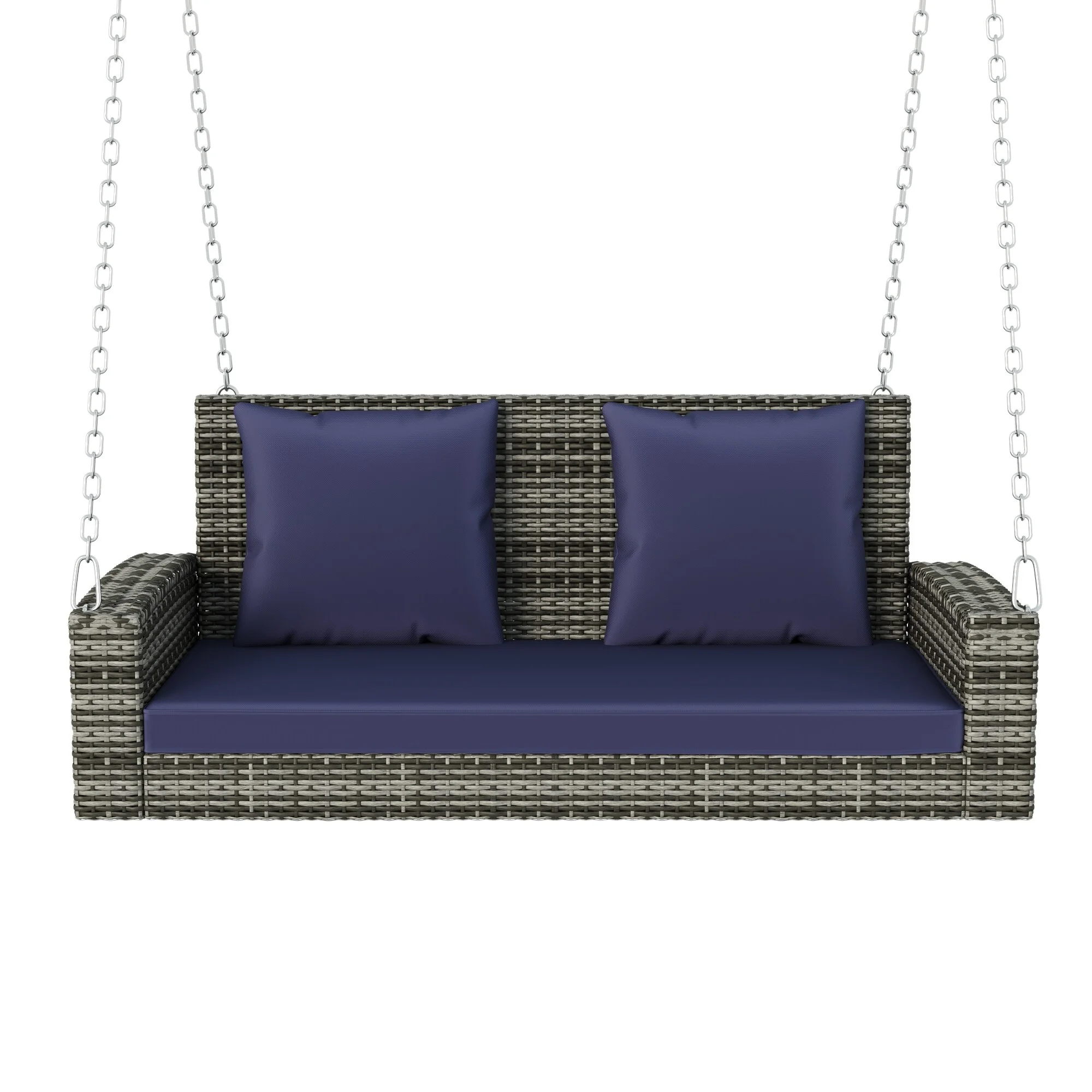 Ouyessir Rattan Swing Bench Blue-Grey
