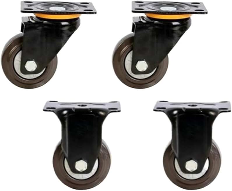 3 Inch Wheel Heavy Duty Caster Universal Flat Rubber Trolley Silent Directional Brake Office Chair Trolley 4Pcs(Color:A)