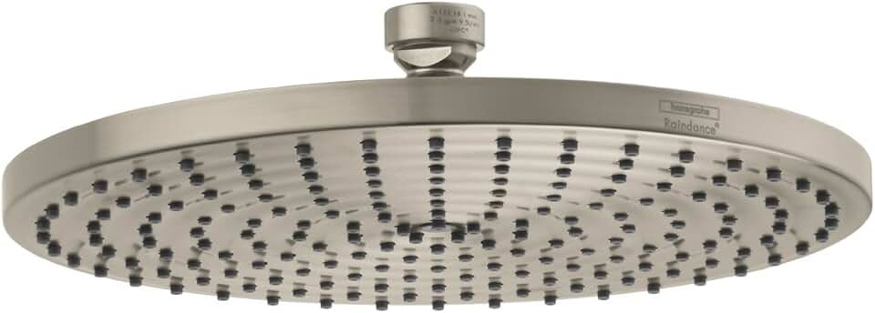 hansgrohe Raindance S 9-inch Showerhead Easy Install Modern 1-Spray RainAir Air Infusion with Airpower with QuickClean in Brushed Nickel, 27474821