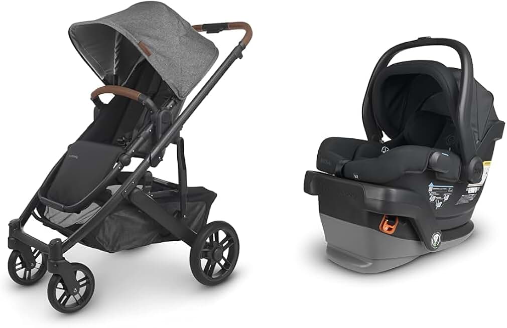 UPPAbaby Travel System, Includes Cruz V2 Stroller + Mesa V2 Car Seat/Bassinet, Toddler Seat, Rain Shield, Storage Bag, Car Seat, Base + Robust Infant Insert Included/CRZ Gry + MESA JKE