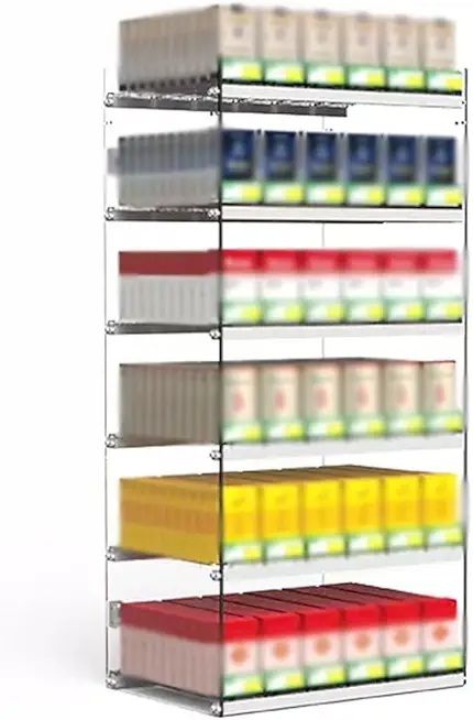 Retail Cigarette Pusher Pack Display Holder, Wall-Mounted Cigarette Display Rack, Acrylic Automatic Cigarette Pusher, Transparent convenience store Cigarette shelves, Smooth edges and durable.(Size:6