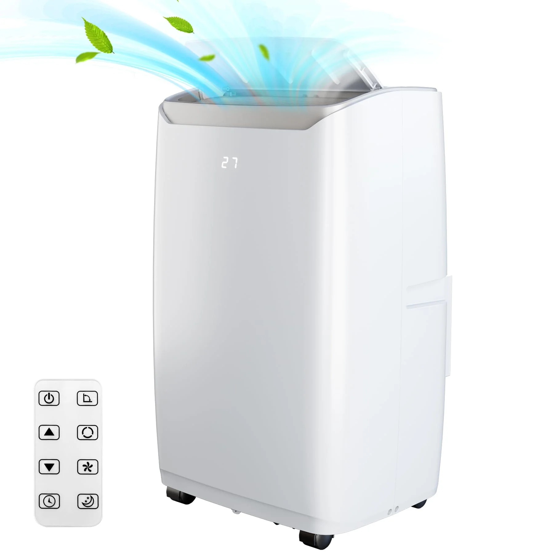 14000 BTU Portable Air Conditioner - Easy to Move AC Unit for Rooms up to 450 Sq Ft - with Powerful Cooling Fan, Reusable Filter, Auto Shut Off